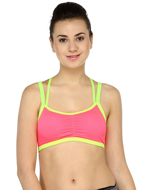 Pink Color Sports Bra with Stylist Back Pattern