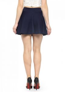 Blue Color Knit Skater Skirt