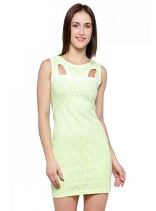 Green Color Fully Lined Lace Bodycon Dress