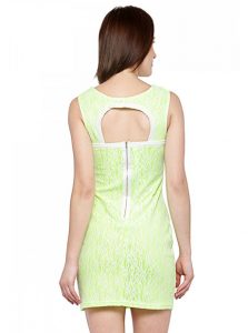 Green Color Fully Lined Lace Bodycon Dress