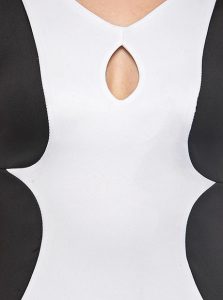 White Color White Panel Midi Dress with Cut-out