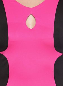 Pink Color Pink Panel Midi Dress with Cut-out