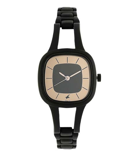 fastrack black metal watches for womens