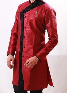 Incredibly Designed Velvet Work Jari Tanchoi Maroon Indo Western Kurta Pajama