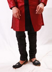 Incredibly Designed Velvet Work Jari Tanchoi Maroon Indo Western Kurta Pajama