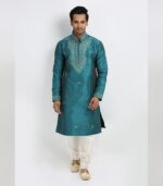 Excellent Embroidery Work Light Blue Wedding Kurta Pajama