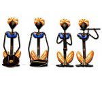 Orange Musician Set Of Four Wrought Iron Handicraft Wall Hanging Showpiece