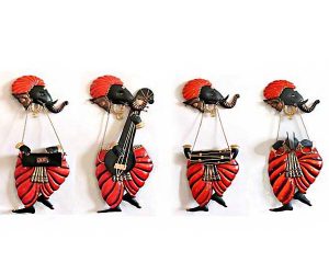 Ganesha Musician Set Wrought Iron Handicraft Wall Hanging Showpiece
