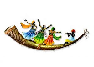 Trumpet 4 Adivasi People Wrought Iron Handicraft Wall Hanging Showpiece