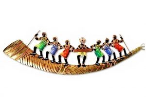 Trumpet 7 Adivasi People Wrought Iron Handicraft Wall Hanging Showpiece