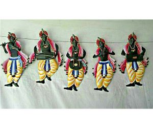 Musician 5 Krishna Wrought Iron Handicraft Wall Hanging Showpiece