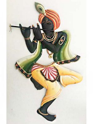 Colour Krishna Basuri Wrought Iron Handicraft Wall Hanging Showpiece