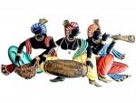 3 Man Rajasthani Musician Wrought Iron Handicraft Wall Hanging Showpiece