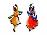 Dandiya Couple Wrought Iron Handicraft Wall Hanging Showpiece