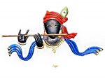 Krishna Flying Basuri Wrought Iron Handicraft Wall Hanging Showpiece