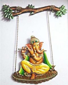 Shree Ganesh Jhula Wrought Iron Handicraft Wall Hanging Showpiece