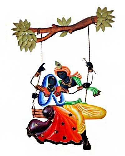 Radha Krishna Jhula Rk02 Wrought Iron Handicraft Wall Hanging Showpiece