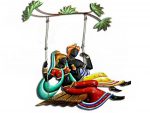 Radha Krishna Jhula-F Wrought Iron Handicraft Wall Hanging Showpiece