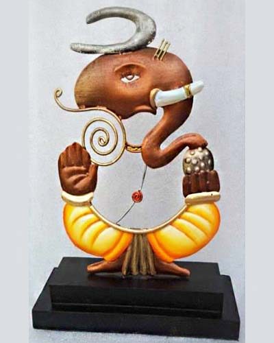 Ashirwad Ganesha Table Top Wrought Iron Handicraft Wall Hanging Showpiece