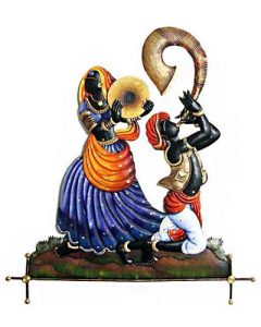 Rajasthani Dancing Couple Wrought Iron Handicraft Wall Hanging Showpiece