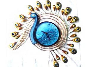 Peacock Feather Wall Watch Wrought Iron Handicraft Wall Hanging Showpiece