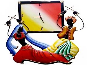 Dandiya Wall Watch Wrought Iron Handicraft Wall Hanging Showpiece