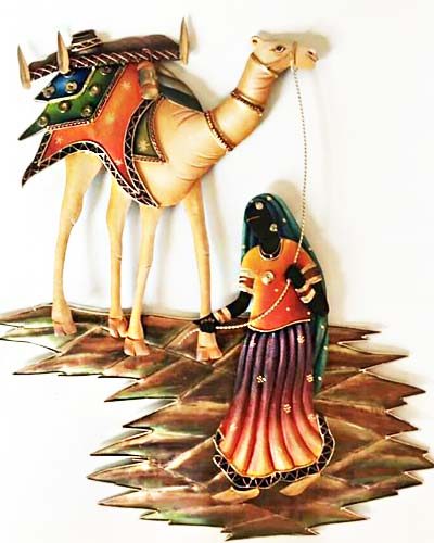 Camel Lady Wall Hnaging Wrought Iron Handicraft Wall Hanging Showpiece