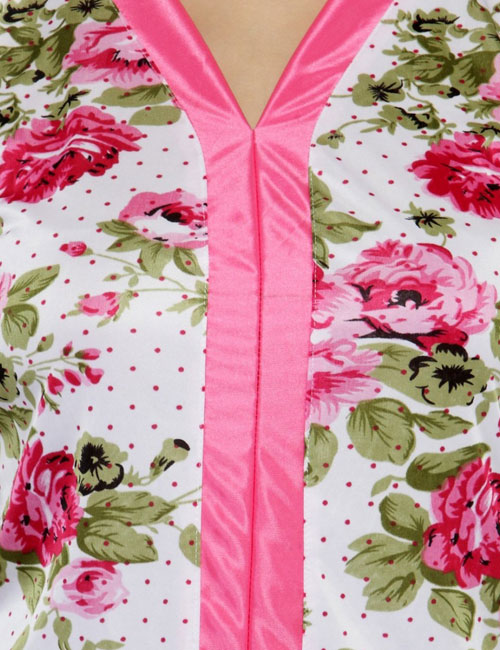 Pink Color Women Floral Print Pajama Set Nightwear