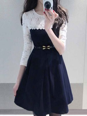 Designer Blue And White Dress