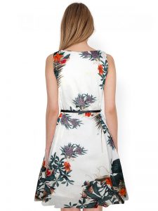 Exclusive Designer Wight Flower Print Dress