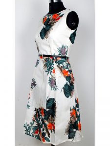 Exclusive Designer Wight Flower Print Dress