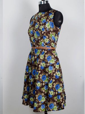 Exclusive Designer Floral Coffee Dress