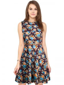 Exclusive Designer Floral Wine Dress