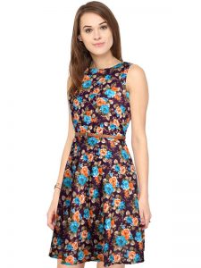 Exclusive Designer Floral Wine Dress