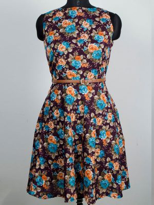 Exclusive Designer Floral Wine Dress