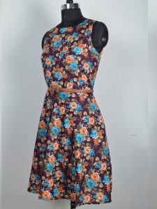 Exclusive Designer Floral Wine Dress