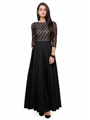Designer Black And White Gown (Long Dress)