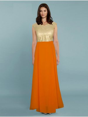 Exclusive Designer Olay Orange Gown