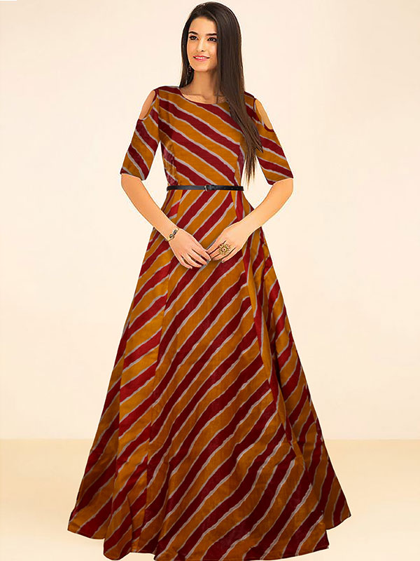 Shop Online Silk Handwork Maroon Designer Gown : 102198 - Gown
