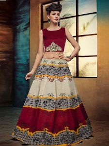 Red Printed Bhagalpuri&Tafeta Exclusive Designer Lehengas