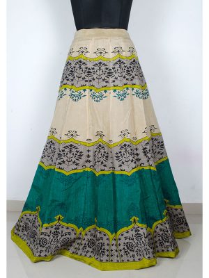 Green Printed Bhagalpuri&Tafeta Exclusive Designer Lehengas