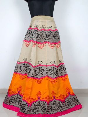 Orange Printed Bhagalpuri&Tafeta Exclusive Designer Lehengas