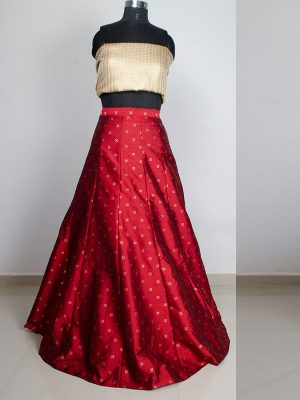 Maroon Printed Taffeta Silk Exclusive Designer Lehengas