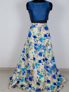 Nevy Blue Embroidery Banglory Satin Silk Exclusive Designer Lehengas