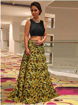 Yellow Printed Heavy Banglory Silk Exclusive Designer Lehengas