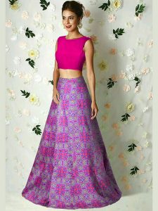 Purple Embroidery Banglory Silk Exclusive Designer Lehengas