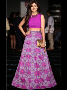 Purple Embroidery Banglory Silk Exclusive Designer Lehengas