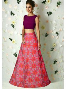 Pink Embroidery Banglory Silk Exclusive Designer Lehengas