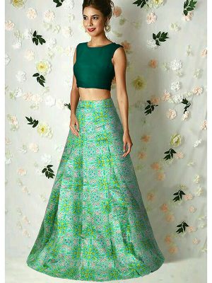 Green Embroidery Banglory Silk Exclusive Designer Lehengas