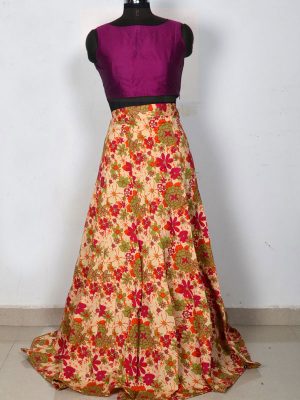 Pink Printed Banglory Silk Exclusive Designer Lehengas